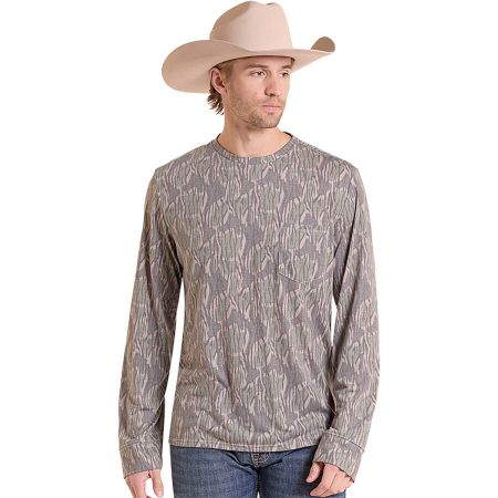 ROCK&ROLL DENIM® Long Sleeve Pocket T-Shirt, Classic Camo Print, BM22T10203, Bottomland