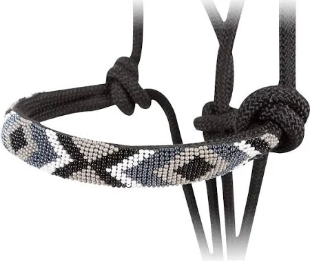 BEADED NOSE HALTER W LEAD BLA 9"