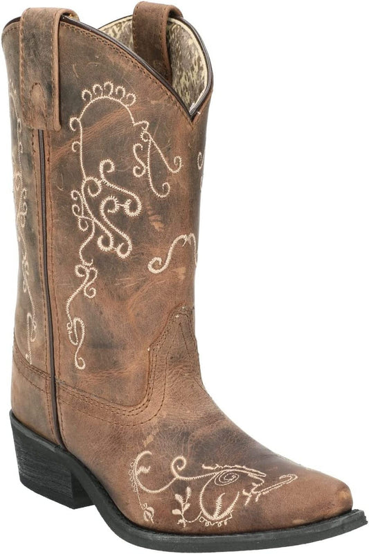 Smoky Mountain Kid's Jolene Brown Waxed Distress Leather Western Boot - 3754C