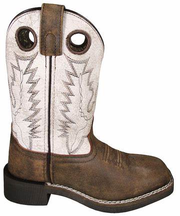 Smoky Mountain Kid's Drifter Brown Distress/Antique White Leather Western Boot-3108Y