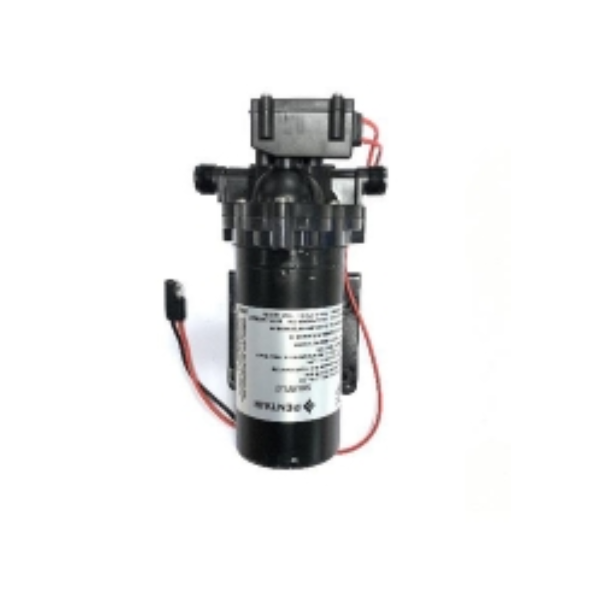 Black mechanical pump with visible branding on a white background