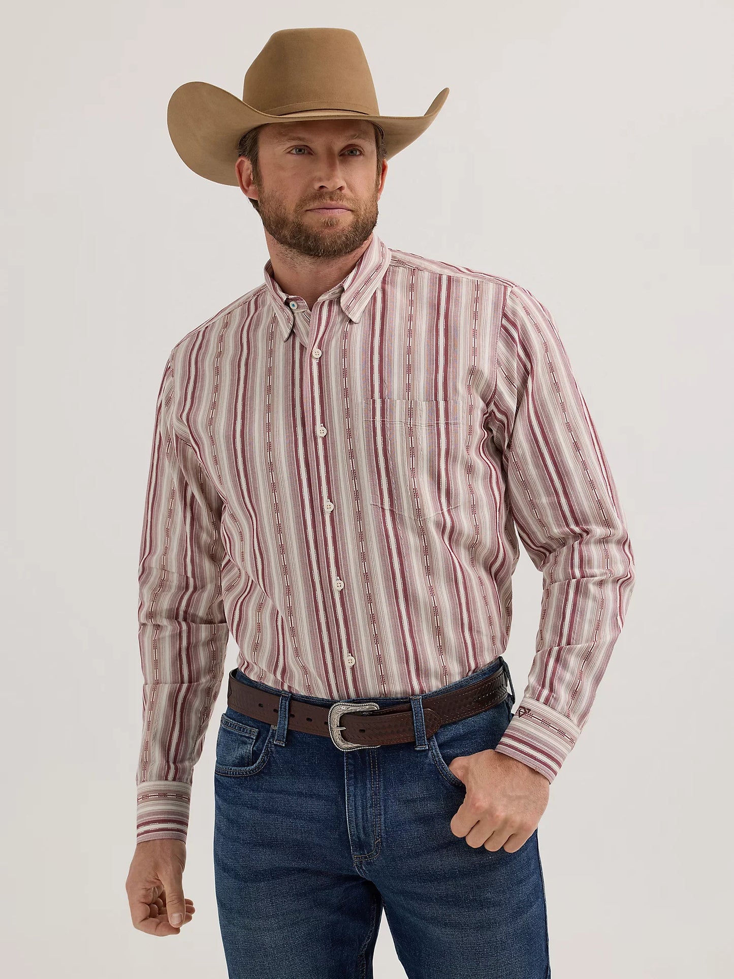 WRANGLER CODY JOHNSON RED STRIPE PRINT - MENS SHIRT
