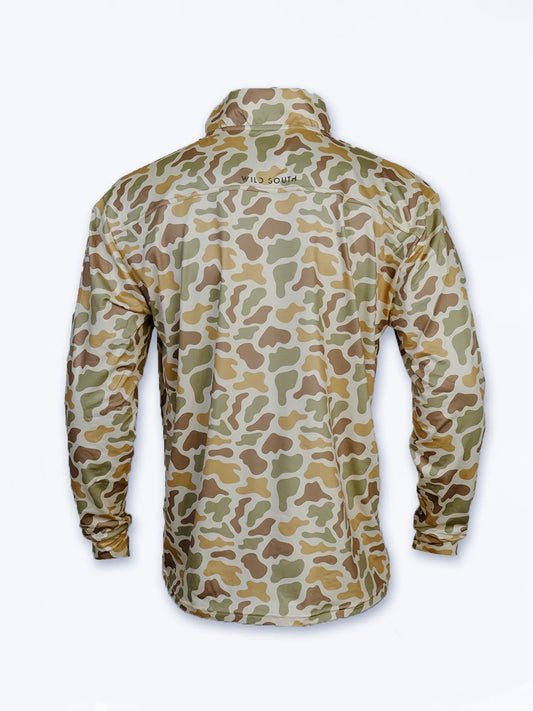 Camouflage-patterned shirt on a white background