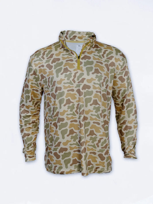 Camouflage-patterned shirt on a white background