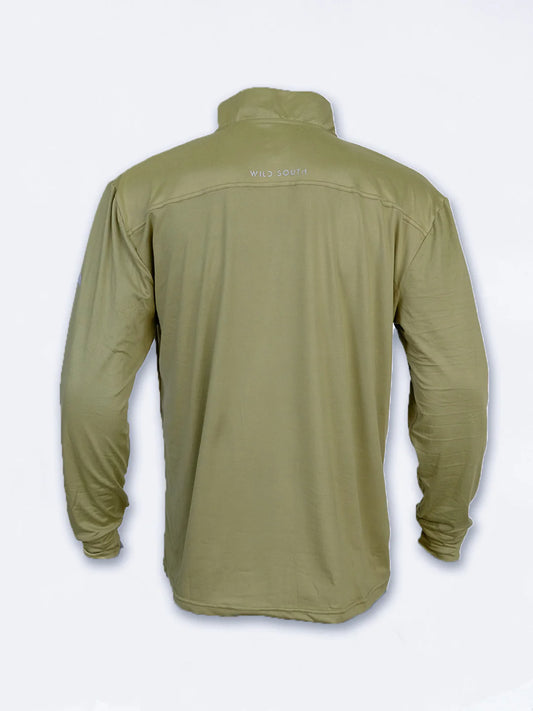 Green long-sleeve shirt on a white background