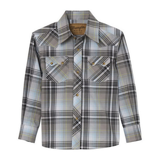 Wrangler 112344305 Boys Retro Long Sleeve Shirt - Gray